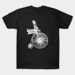 White Retro High Wheel Cyclist T-Shirt